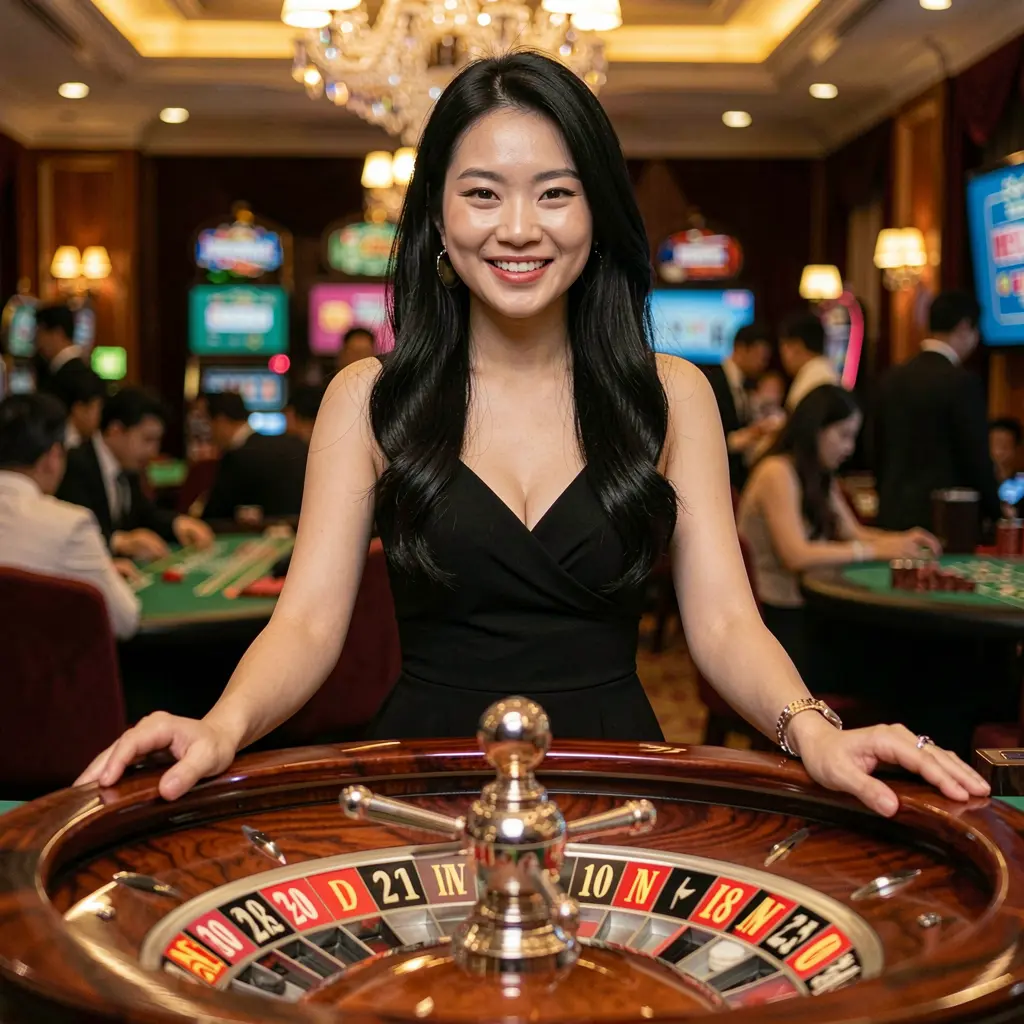Người phụ nữ tự tin trong casino hiện đại đang tận hưởng các máy slot rực rỡ với biểu tượng jackpot và ánh đèn đầy màu sắc tại XX98 ở Việt Nam XX98 – Khám phá giải trí casino trực tiếp cao cấp dành cho người chơi tại Việt Nam